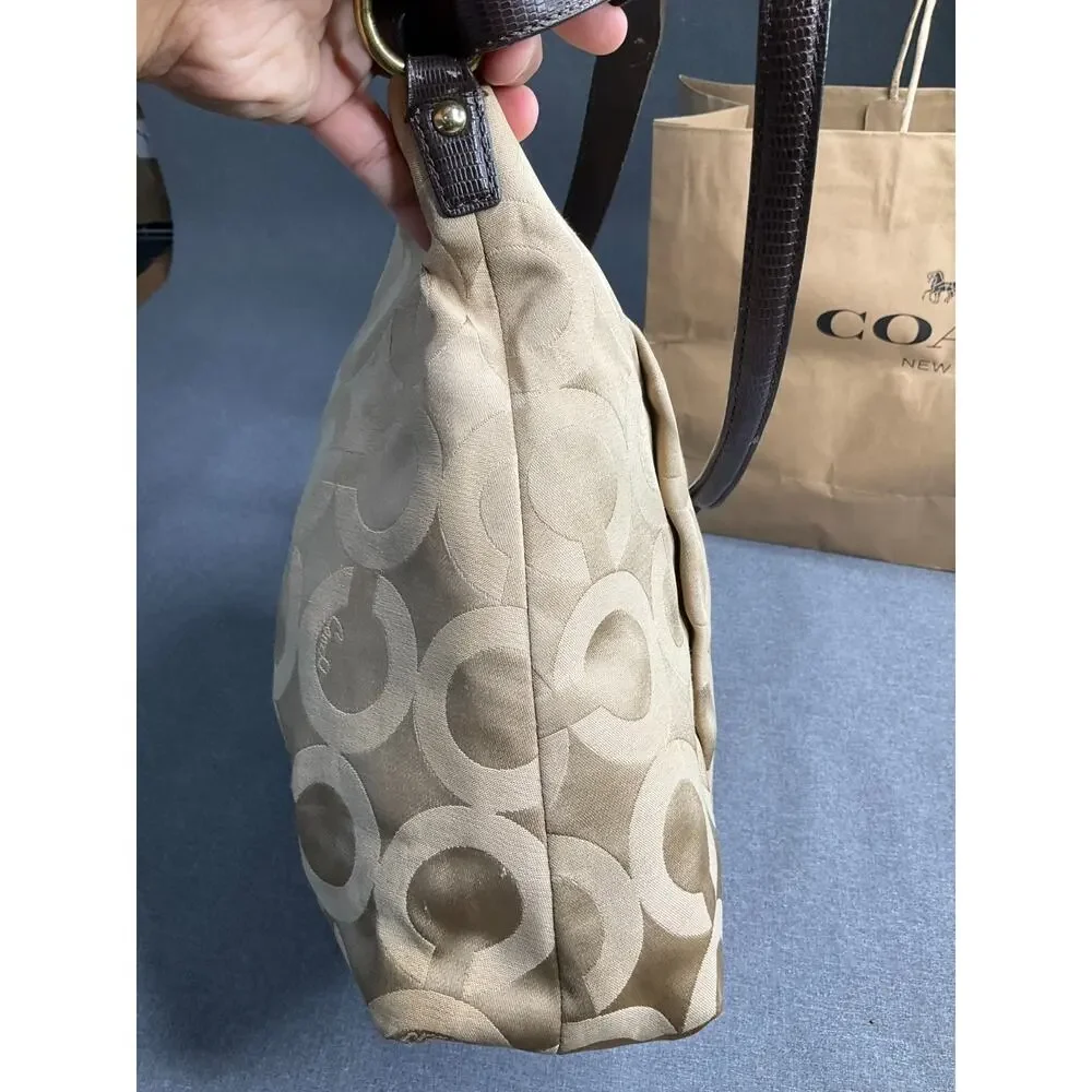 Coach Madison Op Art Metallic Maggie Shoulder Bag Purse F1276-21121 Jacquard